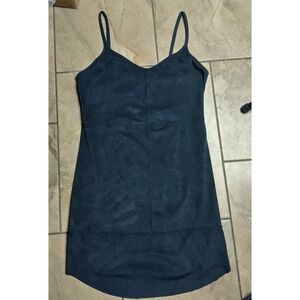 Black Bodycon Dress Spaghetti Strap Faux Suede Stretch Mini Dress Women